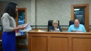 Rita Russell (Left) of Westbrook & Co. gave the 2015 Audit review before Carrollton City council members and the public during the June 20, 2016 meeting.