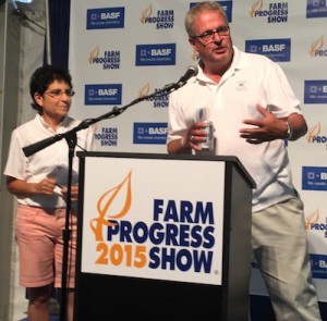 USFRA Chairwoman and Wisconsin farmer Nancy Kavazanjian along with USFRA CEO Randy Krotz answer questions during the 2015 Farm Progress Press Conference about USFRA’s new sustainability research survey PHOTO- AgWired.com